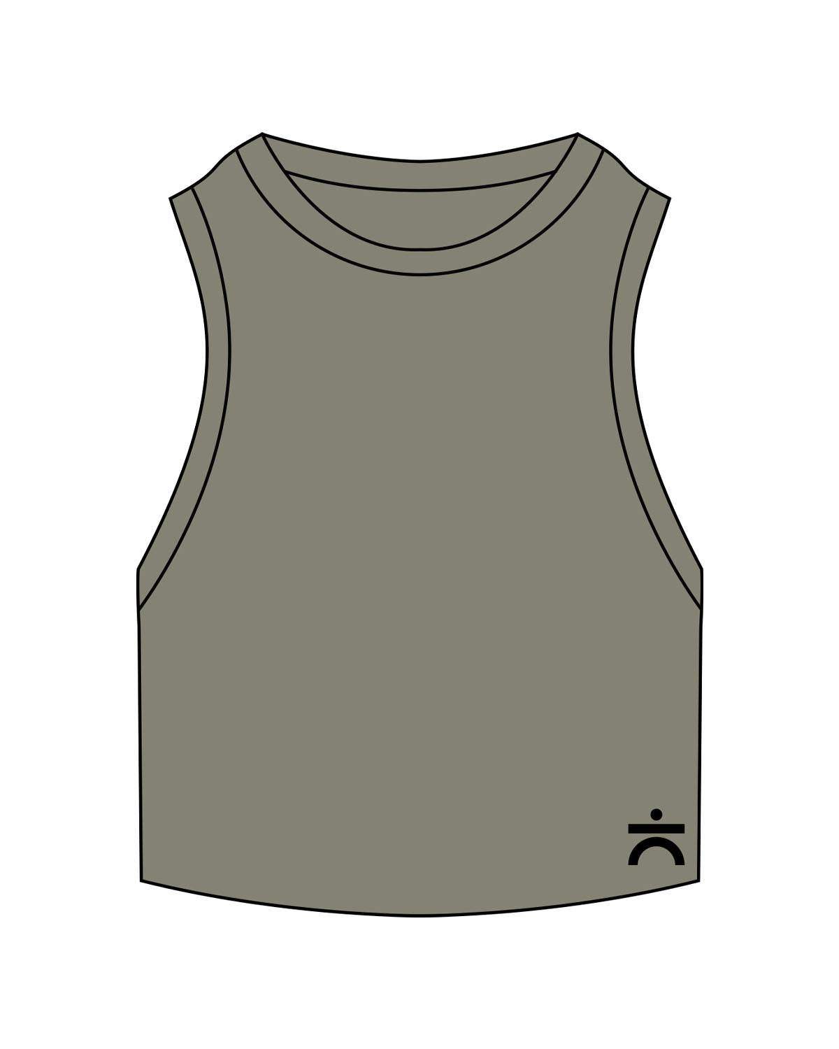 The Ribbed Crop Tank - Eucalyptus - enCore Pilates - Lower Left - Embroidered - Black