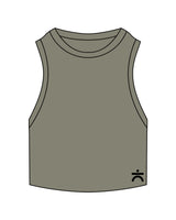 The Ribbed Crop Tank - Eucalyptus - enCore Pilates - Lower Left - Embroidered - Black