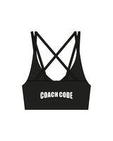 The Strappy Bra - Black - Coach Code - Back Center - "Coach Code" - Printed - White