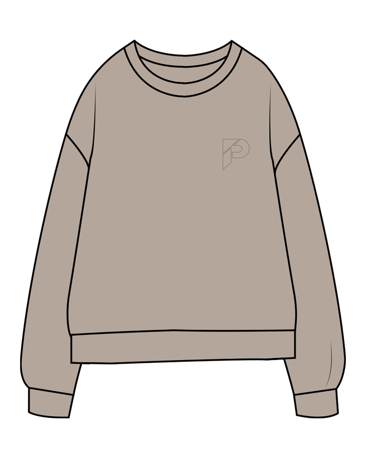 The Midweight Unisex Crewneck - Washed Cement - The Platform Studio - Left Chest & Center Back Stacked - Printed - Tone on Tone
