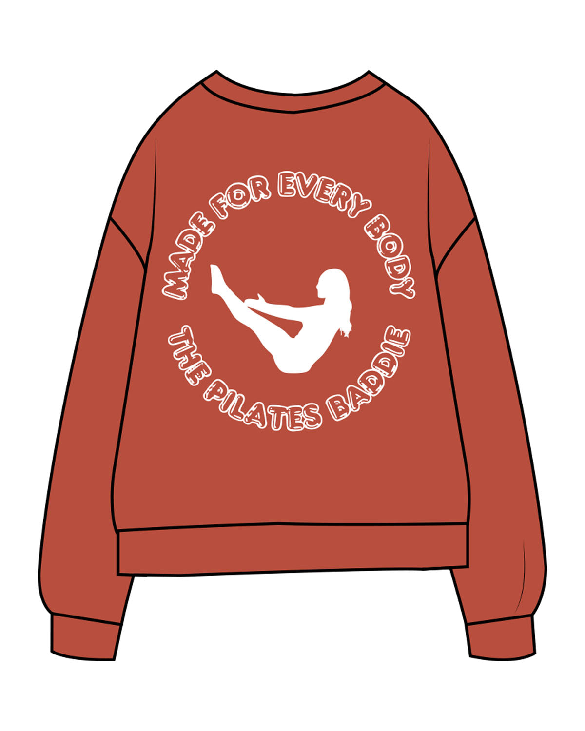 The Midweight Unisex Crewneck - Washed Amber - Pilates Baddie - Left Chest Arc & Back Round - Printed - White