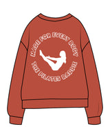 The Midweight Unisex Crewneck - Washed Amber - Pilates Baddie - Left Chest Arc & Back Round - Printed - White