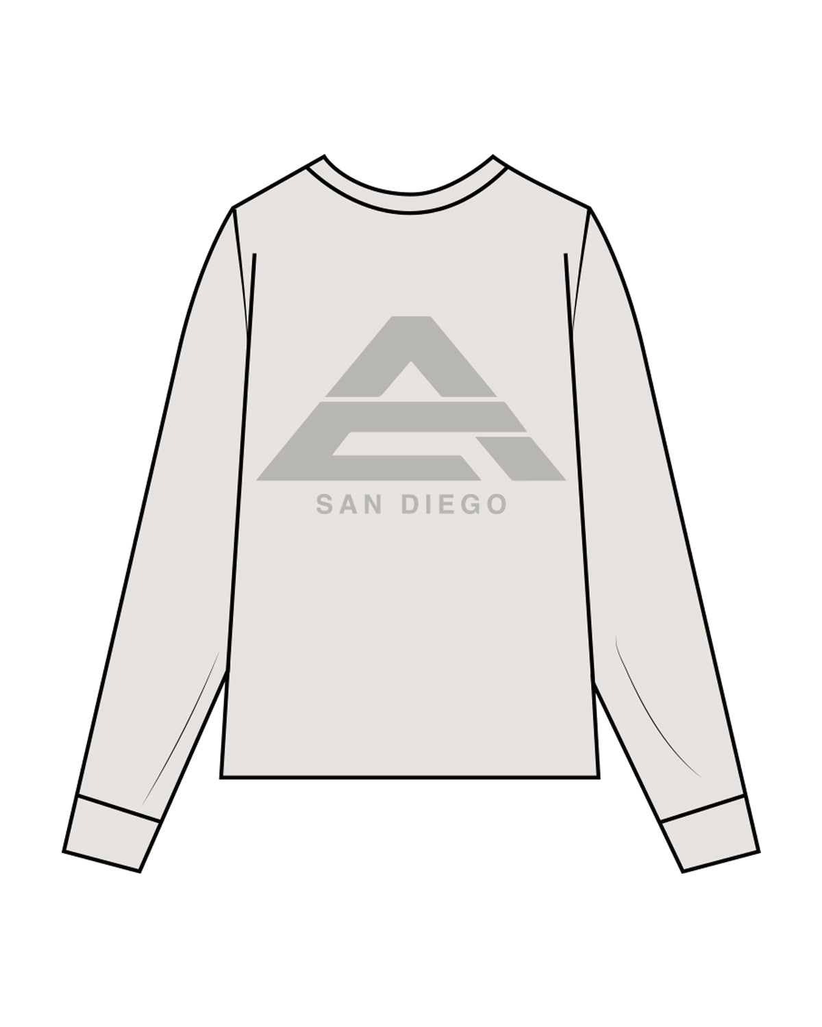 The Mens Heavyweight Long Sleeve - Washed Bone - Athletic Culture - Left Chest & Back Center Stacked -