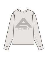 The Mens Heavyweight Long Sleeve - Washed Bone - Athletic Culture - Left Chest & Back Center Stacked -
