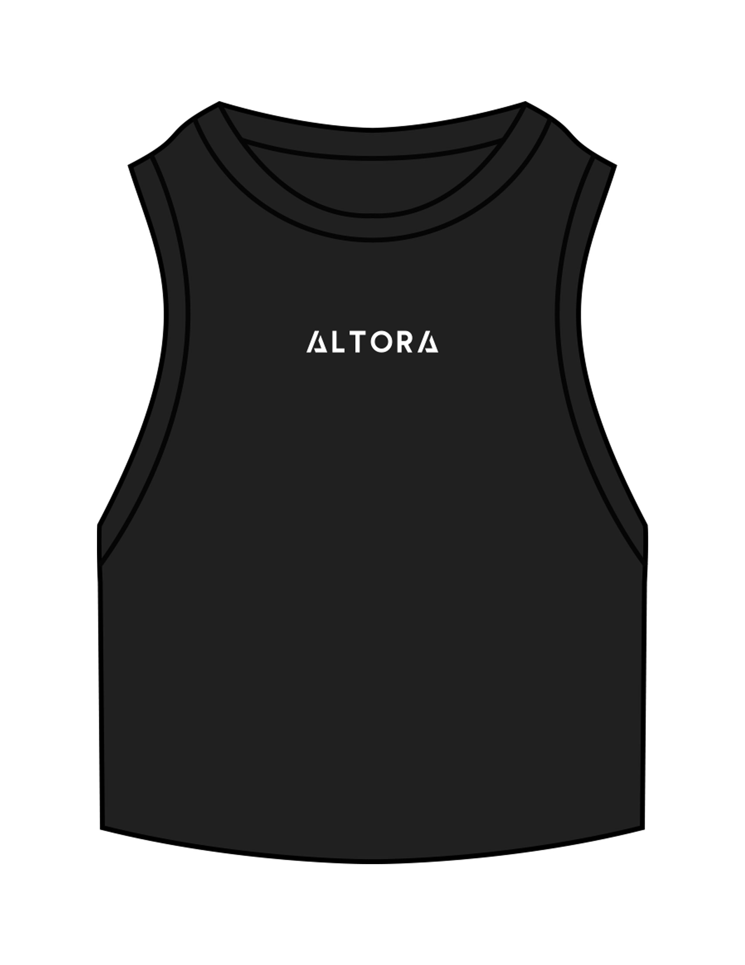 The Ribbed Crop Tank - Black - ALTORA - Center Chest - Embroidered - White