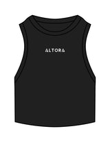The Ribbed Crop Tank - Black - ALTORA - Center Chest - Embroidered - White