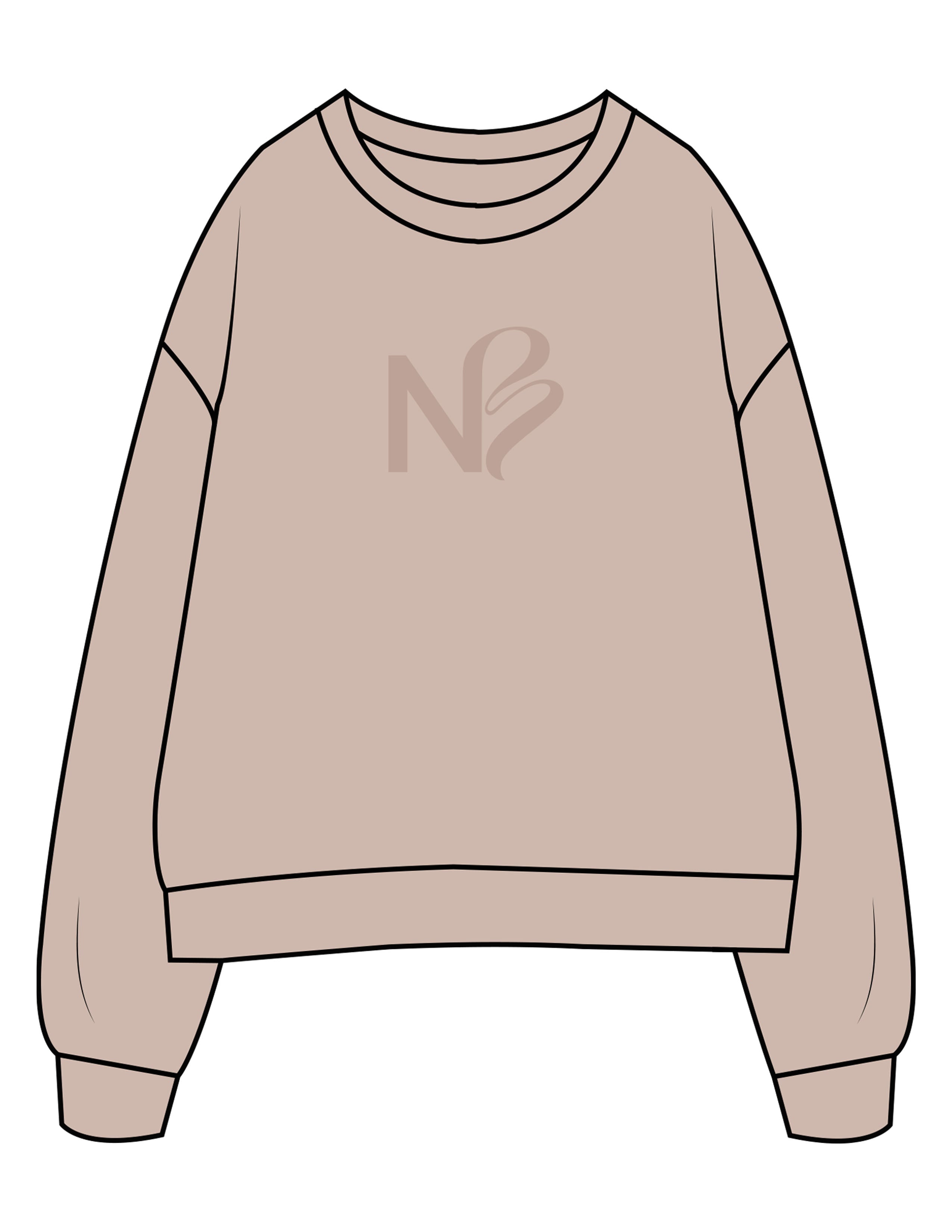 The Womens Crewneck - Bone - Neighborhood Barre - Center Chest "NB" - Printed - Tone on Tone
