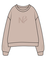 The Womens Crewneck - Bone - Neighborhood Barre - Center Chest "NB" - Printed - Tone on Tone