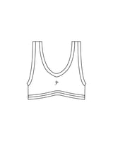 The Piped Bra - White - Platinum Pilates - Center Chest - Printed - Black
