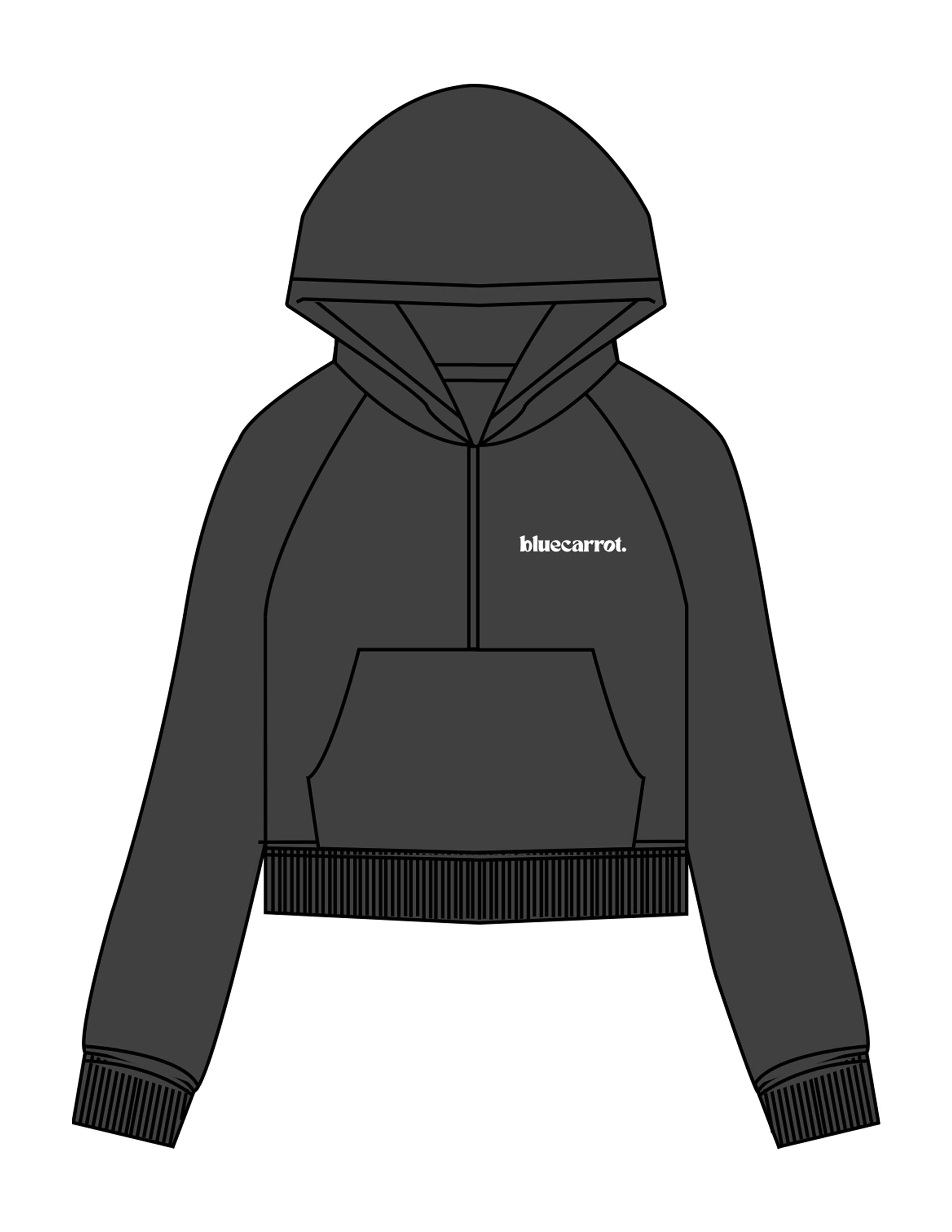 The Half Zip Hoodie - Charcoal - BlueCarrot - Left Chest - Printed - White