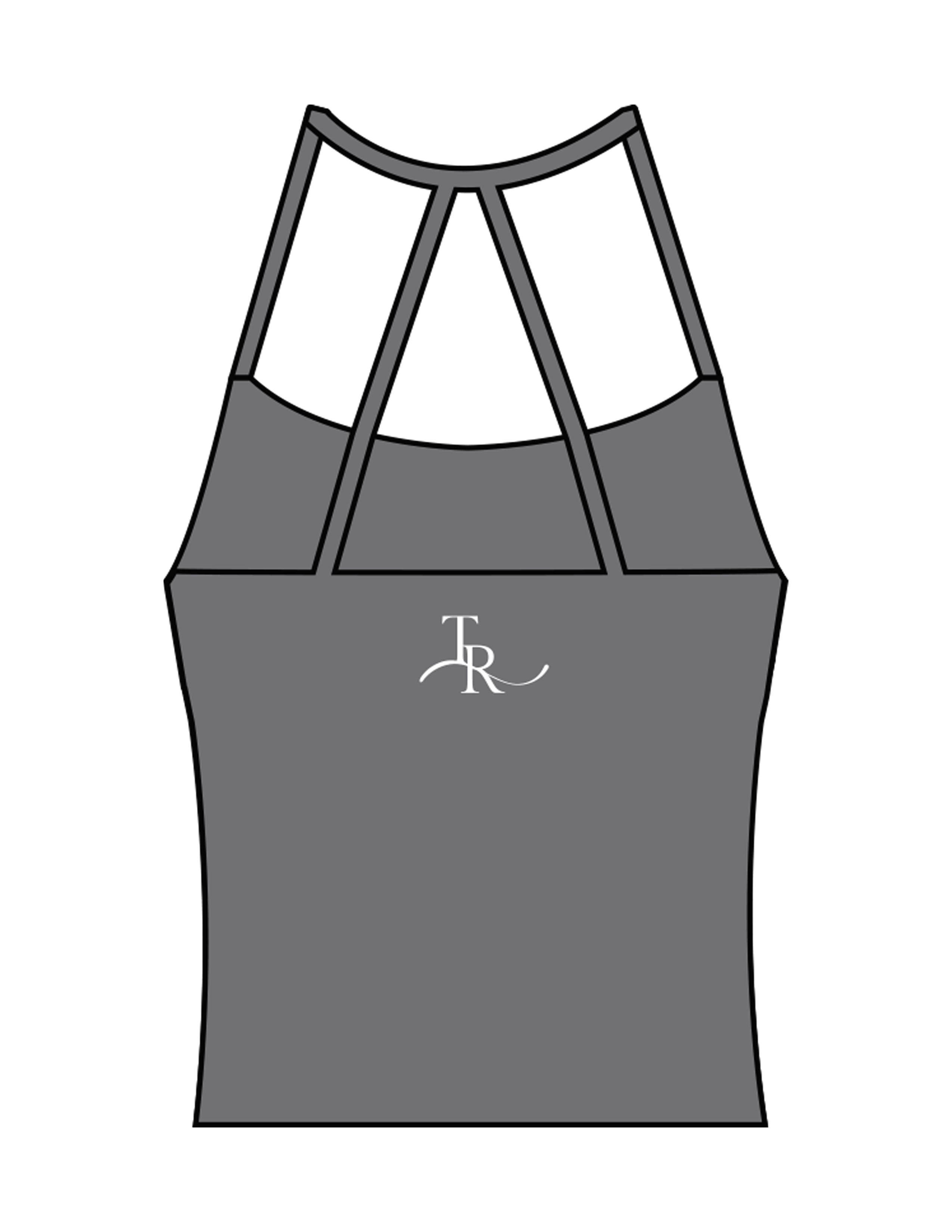 The Womens Sporty Tank - Grey - The Refinery Fitness Studio - Center Back - Printed - White