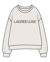 The Womens Crewneck - Bone - Lagree Luxe - Center Chest & Back Neckline - Printed - Gray