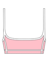 The Piped Scoop Sports Bra - Pink - Movement Pilates Buffalo - Center Chest Stacked - Printed - White