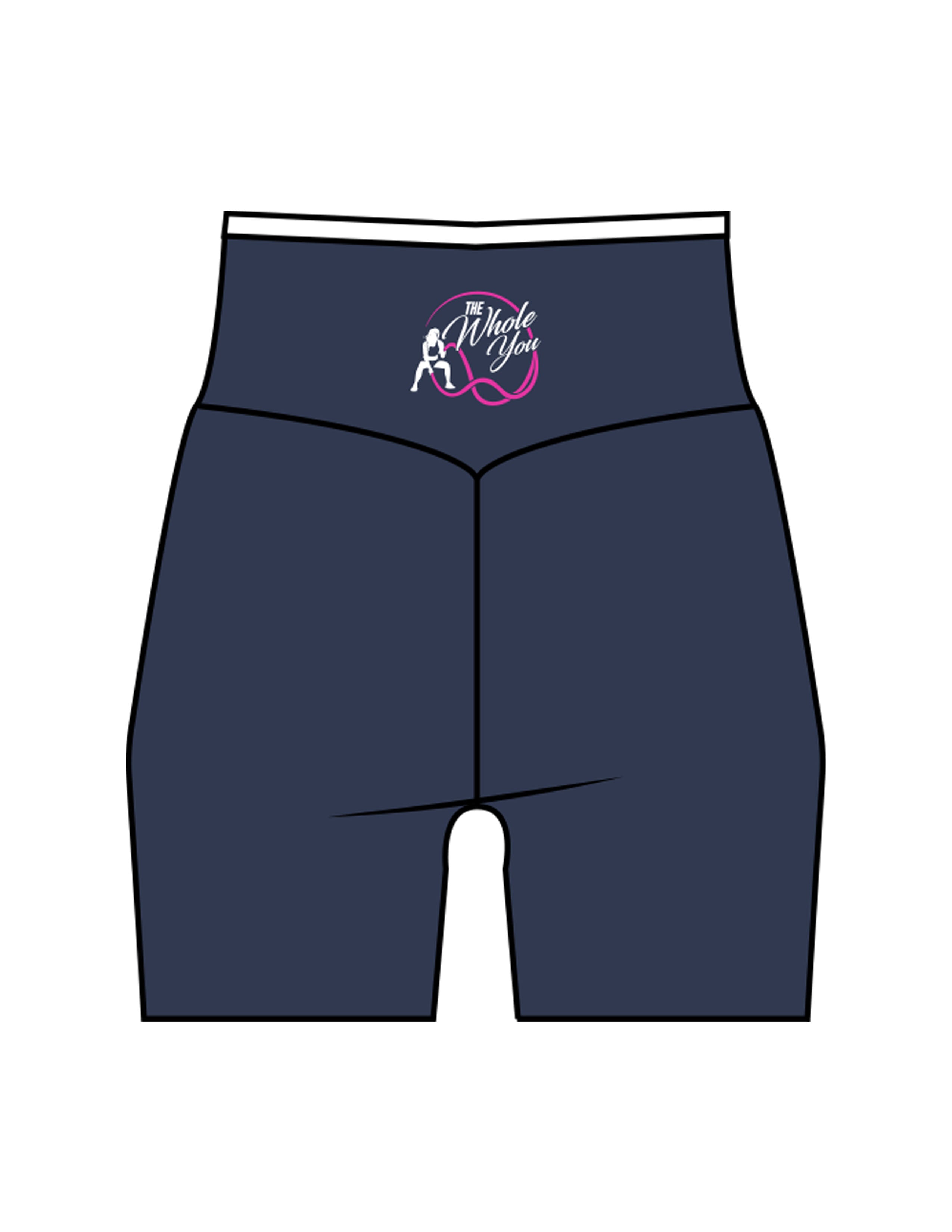 The Piped Crossover Short - Navy - The Whole You Wellness - Back Waistline - Printed - Full Color
