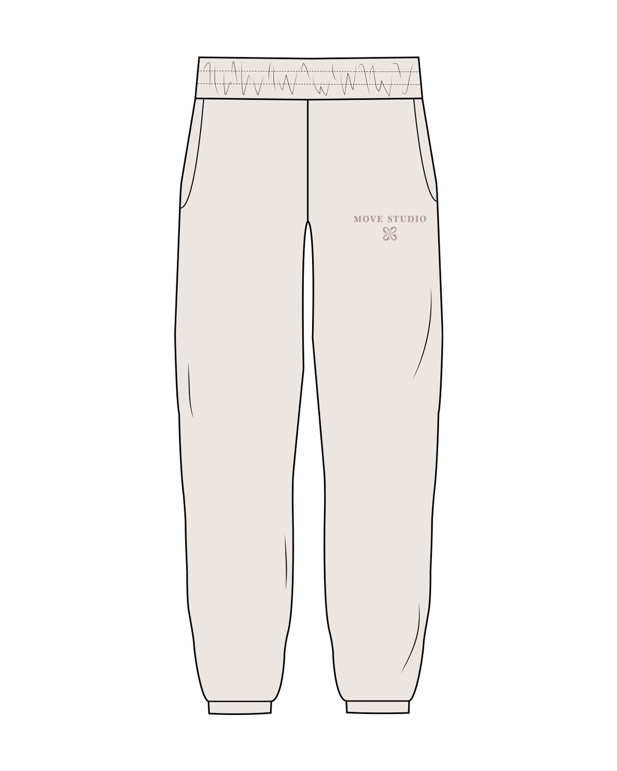 The Womens Sweatpants - Bone - Move Studio - Left Leg Pocket - Printed - Tone on Tone