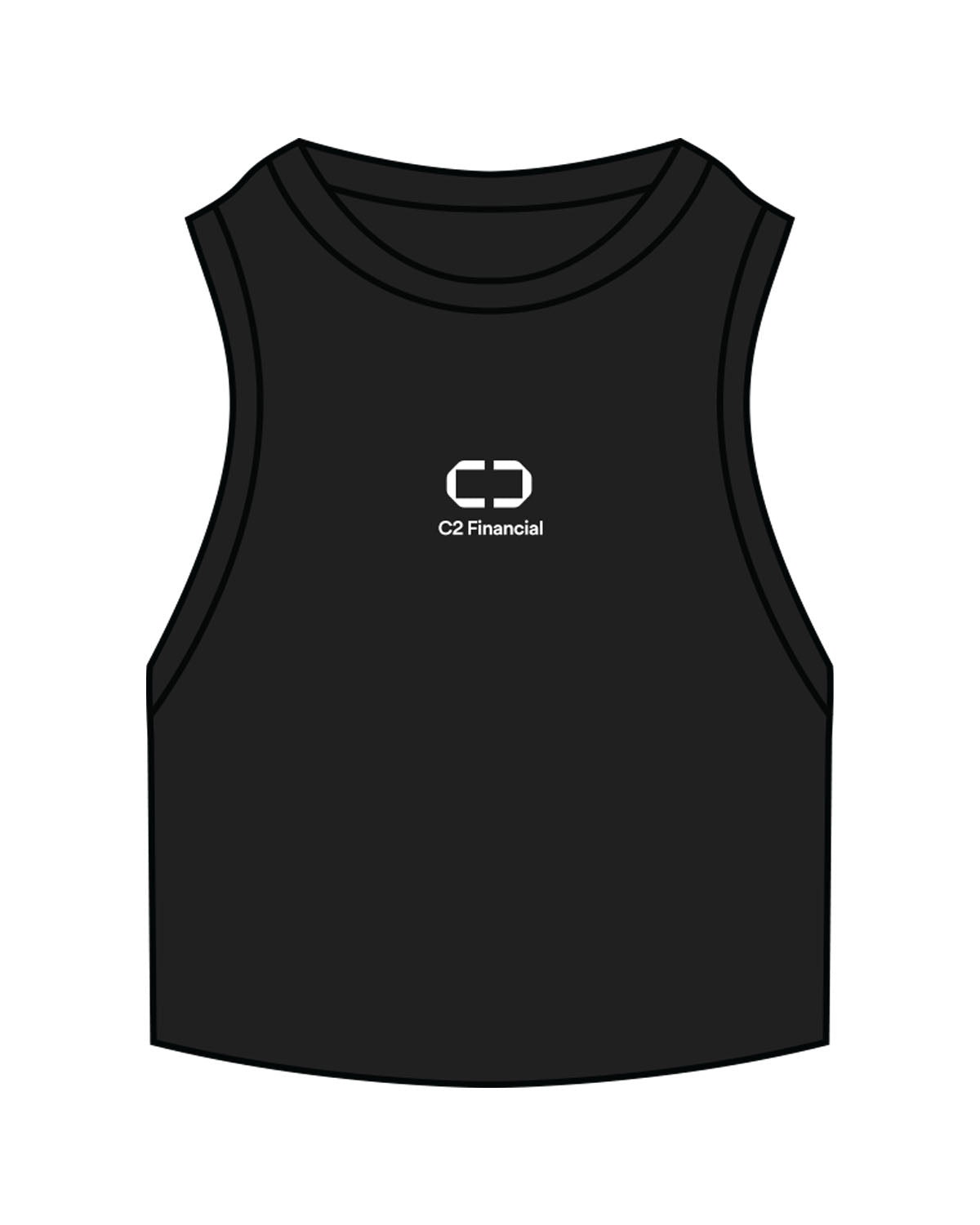 The Ribbed Crop Tank - Black - C2 Financial - Center Chest Stacked - Embroidered - White