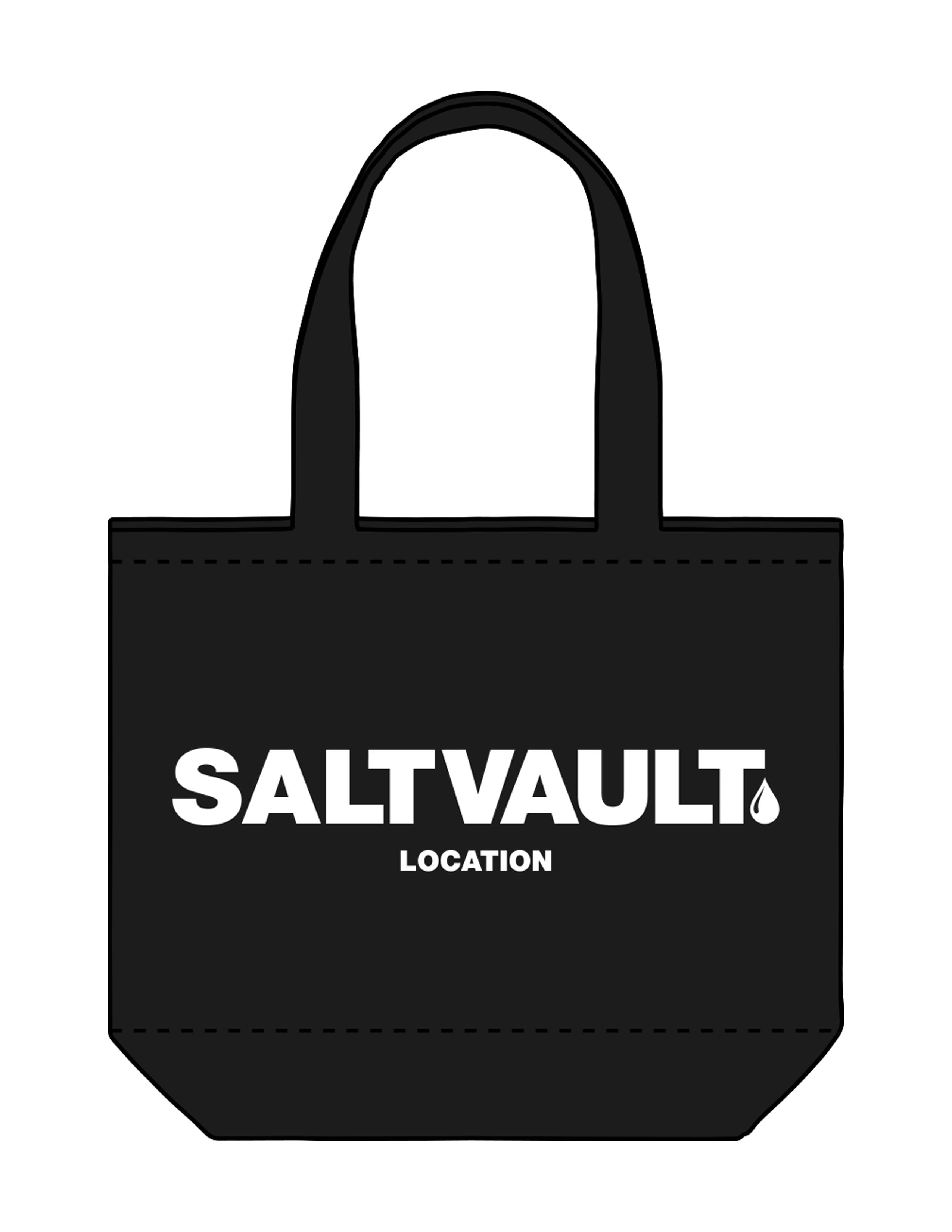 The Zipper Tote Bag - Black - Saltvault Location - Center Body - Printed - White
