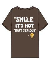 The Mens Heavyweight Tee - Washed Walnut - Try Smile Collective - Left Chest & Back Stacked "SMILE" - Printed - Full Color