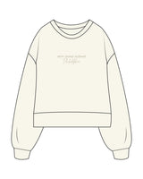 The Womens Heavyweight Crop - Off White - New Mom School - Center Chest Stacked - Printed - Tone on Tone
