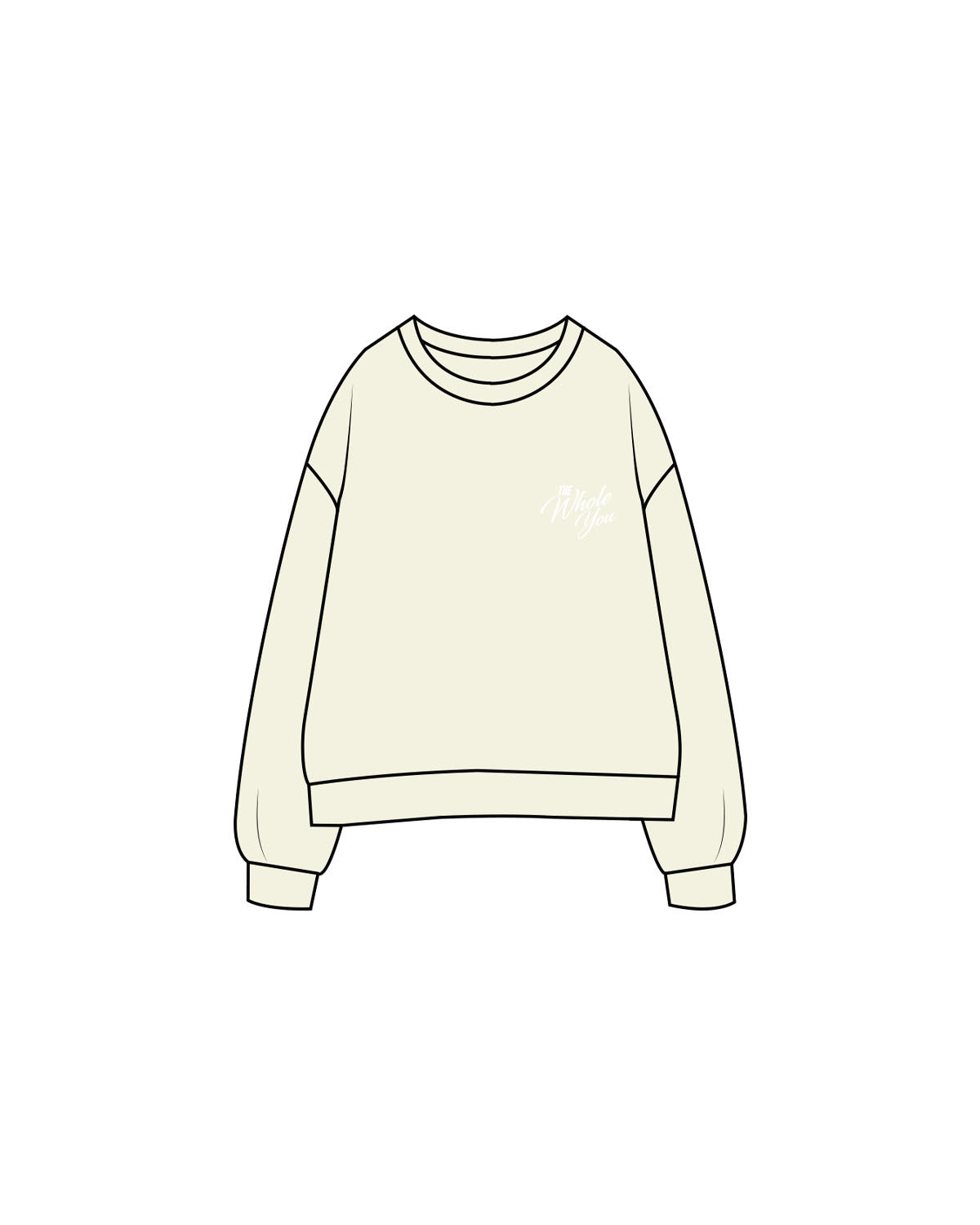The Womens Crewneck - Butter - The Whole You Wellness - Left Chest & Back Image - Printed - White