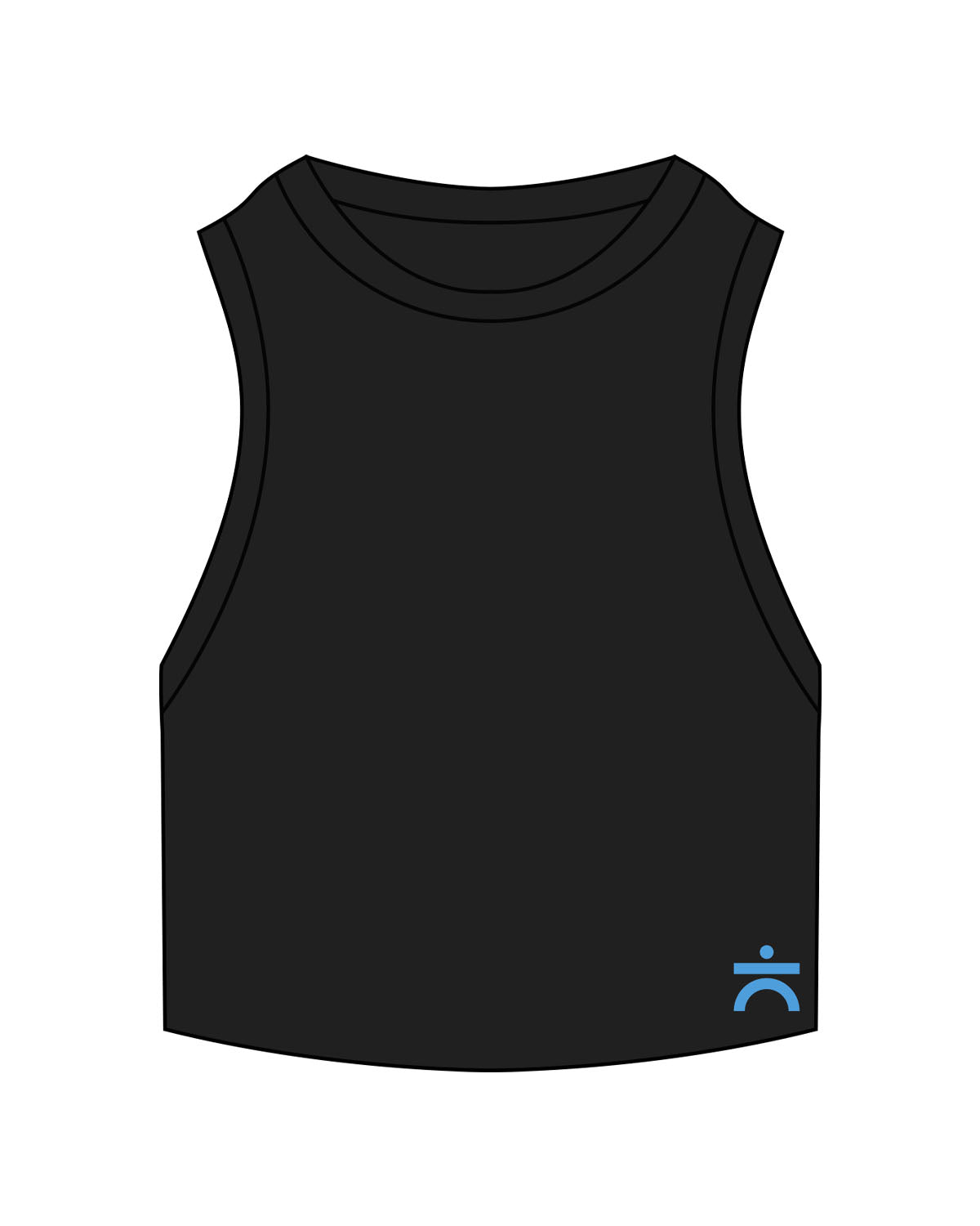 The Ribbed Crop Tank - Black - enCore Pilates - Lower Left - Embroidered - Blue
