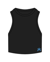 The Ribbed Crop Tank - Black - enCore Pilates - Lower Left - Embroidered - Blue