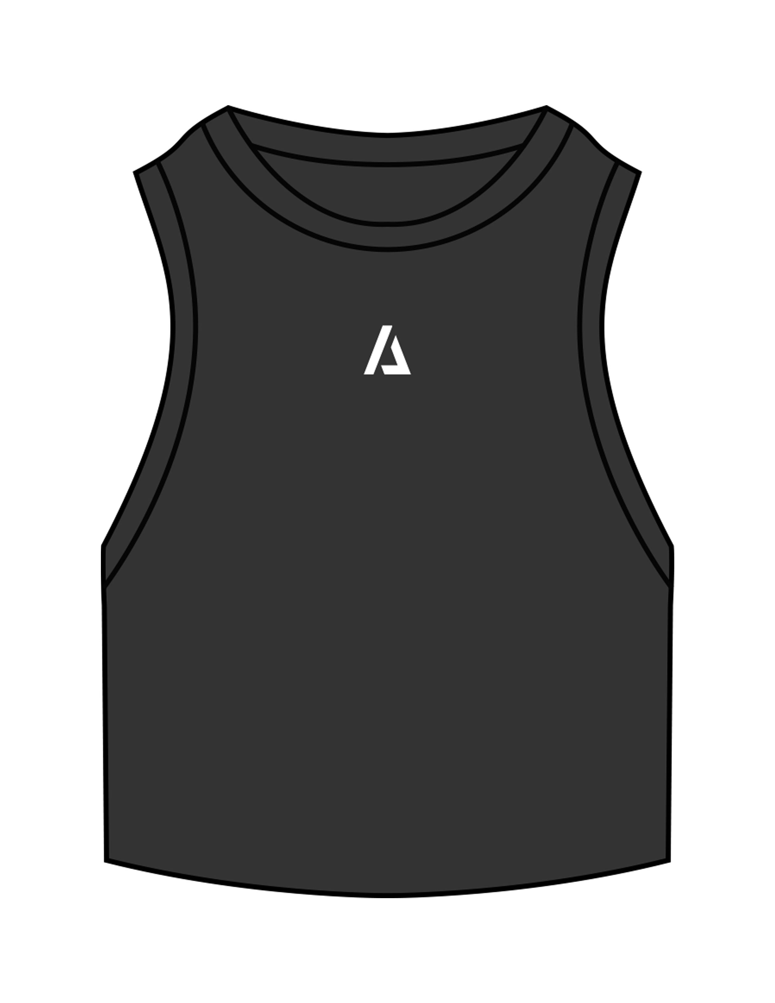 The Ribbed Crop Tank - Washed Black - ALTORA - Center Chest Icon - Embroidered - White