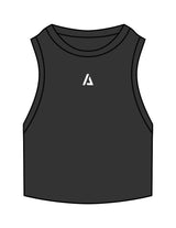 The Ribbed Crop Tank - Washed Black - ALTORA - Center Chest Icon - Embroidered - White