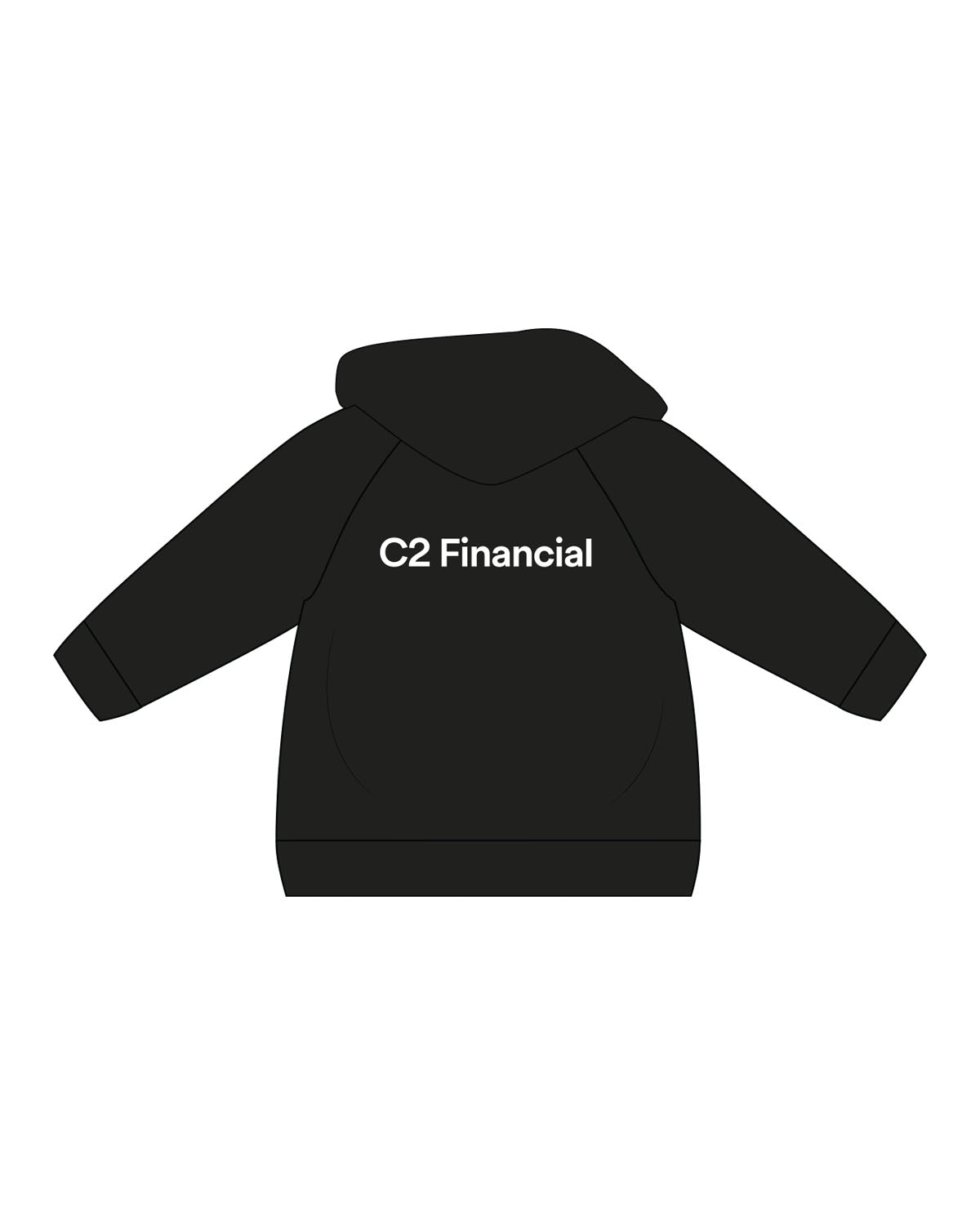 The Kids Zip Hoodie - Black - C2 Financial - Left Chest & Center Back - Printed - White