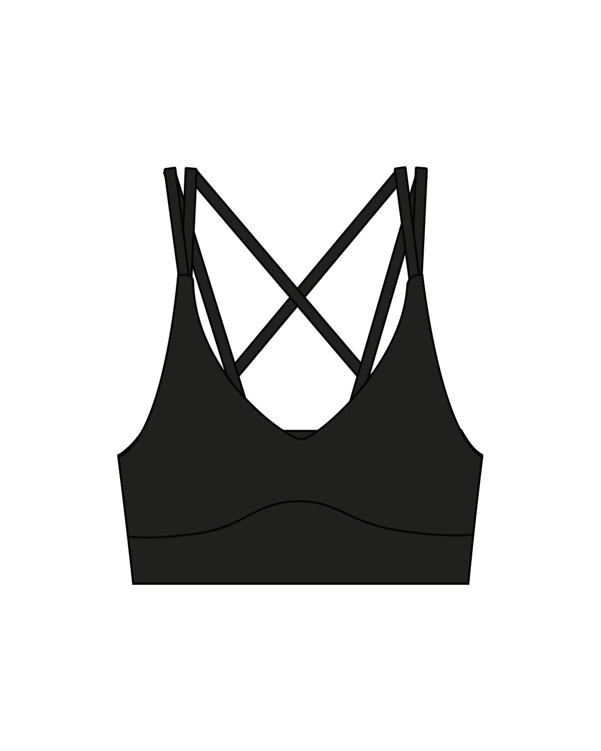 The Strappy Bra - Black - Coach Code - Back Center - "Coach Code" - Printed - White