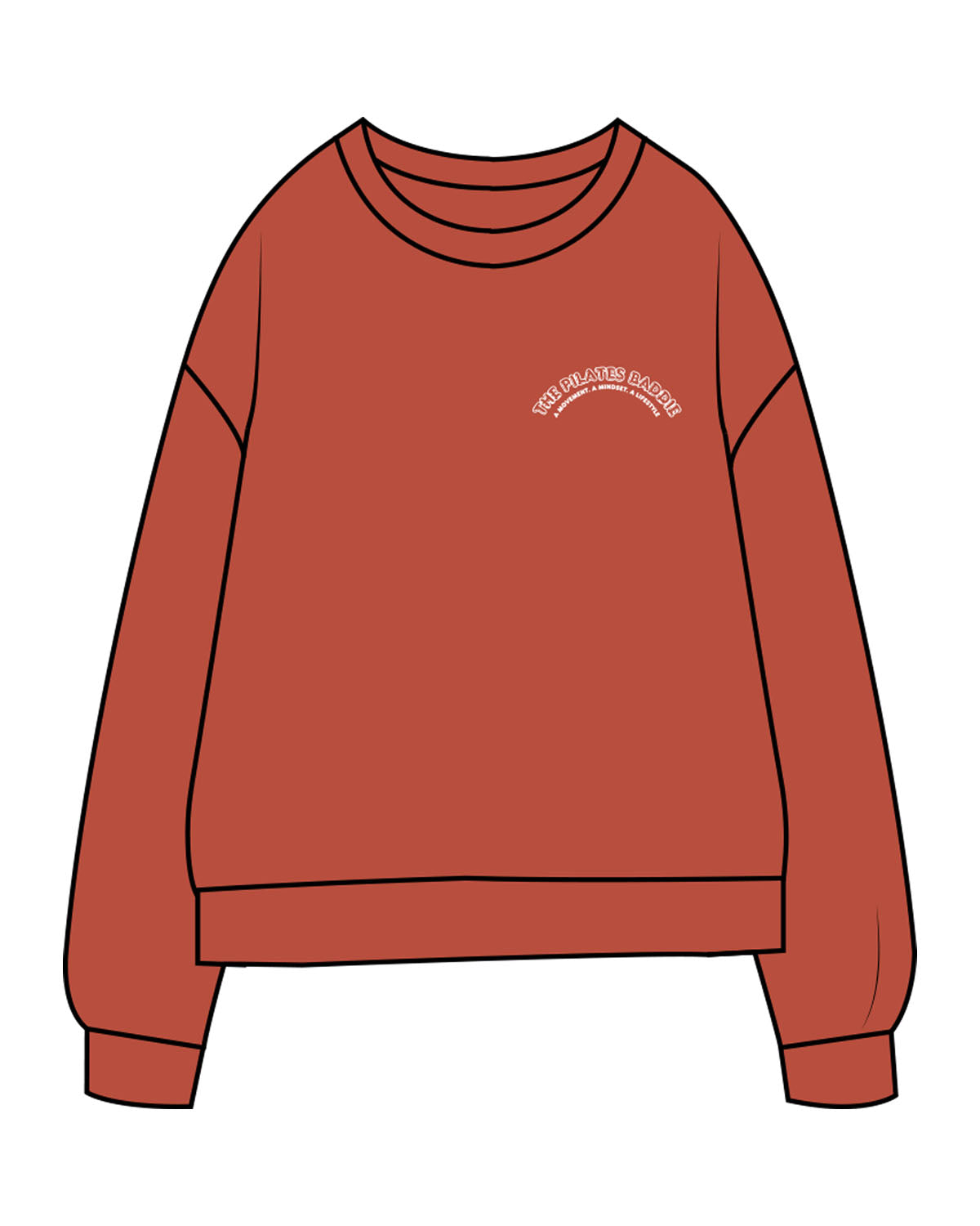 The Midweight Unisex Crewneck - Washed Amber - Pilates Baddie - Left Chest Arc & Back Round - Printed - White