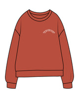 The Midweight Unisex Crewneck - Washed Amber - Pilates Baddie - Left Chest Arc & Back Round - Printed - White
