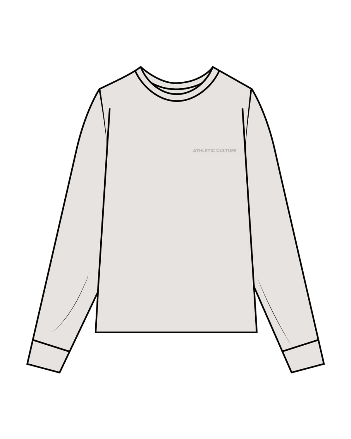 The Mens Heavyweight Long Sleeve - Washed Bone - Athletic Culture - Left Chest & Back Center Stacked -