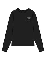 The Unisex Midweight Long Sleeve - Black - Left Chest Stacked - Printed - White