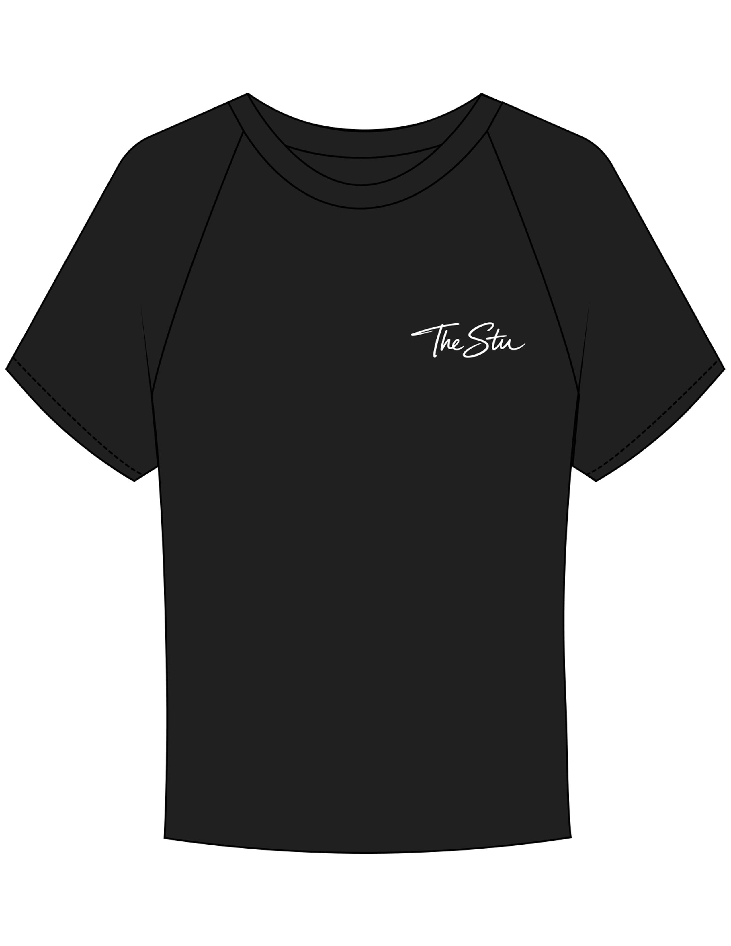 The Micro Rib Baby Tee - Black - The Stu - Left Chest - Printed - White