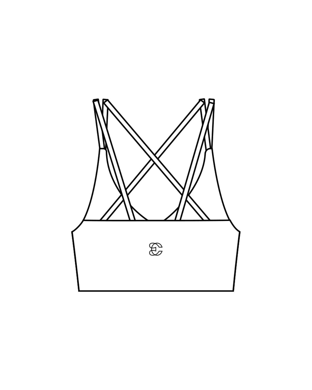 The Strappy Bra - White - Evolve Collective - Center Back - Printed - Black