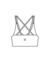 The Strappy Bra - White - Evolve Collective - Center Back - Printed - Black