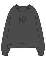 The Womens Crewneck - Washed Black - Neighborhood Barre - Center Chest "NB" - Printed - Tone on Tone