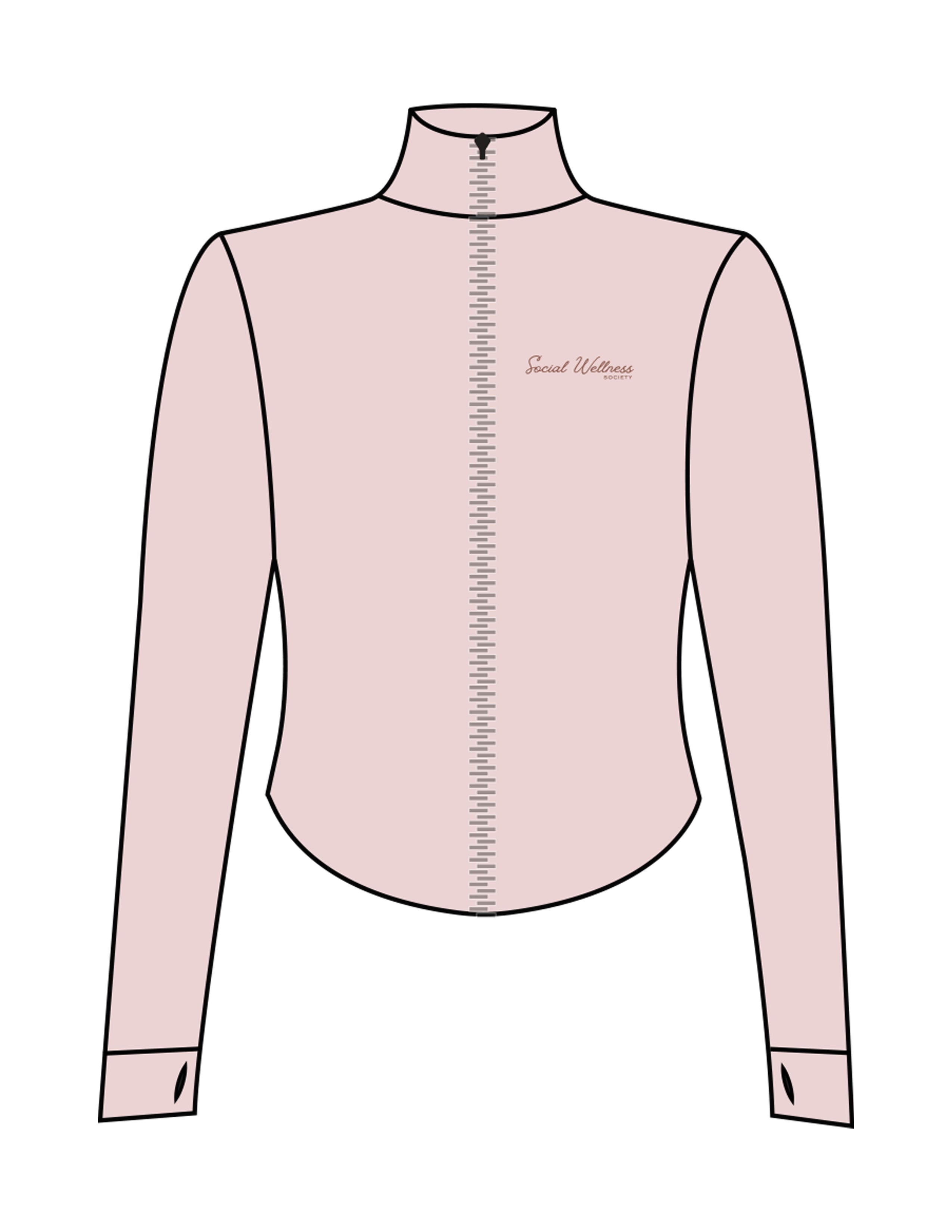 The 3/4 Crop Zip Jacket - Pink - SWS - Left Chest & Back Neckline - Printed - Brown