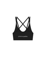 The Strappy Bra - Black - Platinum Pilates - Center Back - Printed - White