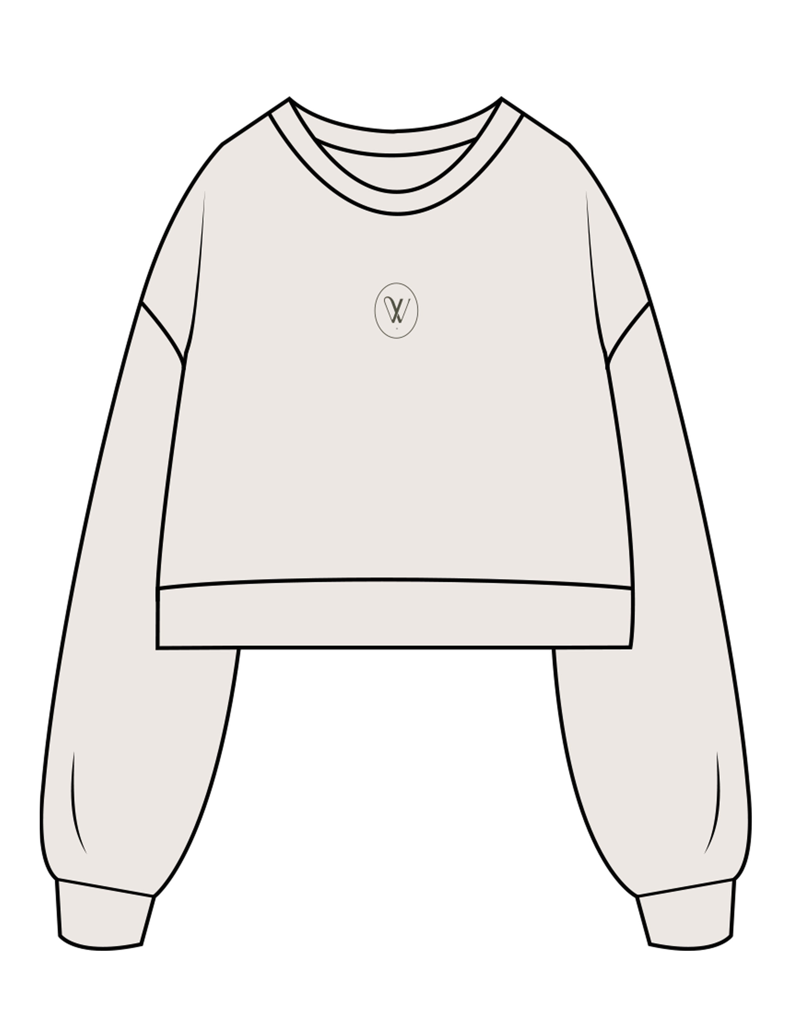 The Womens Crop Crewneck - Bone - Velvaere - Center Chest & Back Stacked "AFTER RIDE" - Printed - Full Color
