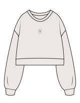 The Womens Crop Crewneck - Bone - Velvaere - Center Chest & Back Stacked "AFTER RIDE" - Printed - Full Color