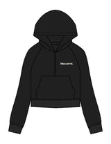 The Half Zip Hoodie - Black - BlueCarrot - Left Chest - Printed - Off White