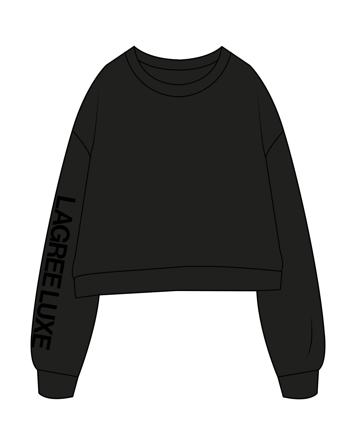 The Studio Crop - Black - Lagree Luxe - Right Sleeve - Printed - Tone on Tone