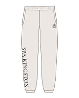 The Womens Sweatpants - Bone - Spa Kingston - Left & Right Leg Vertical - Printed - Black