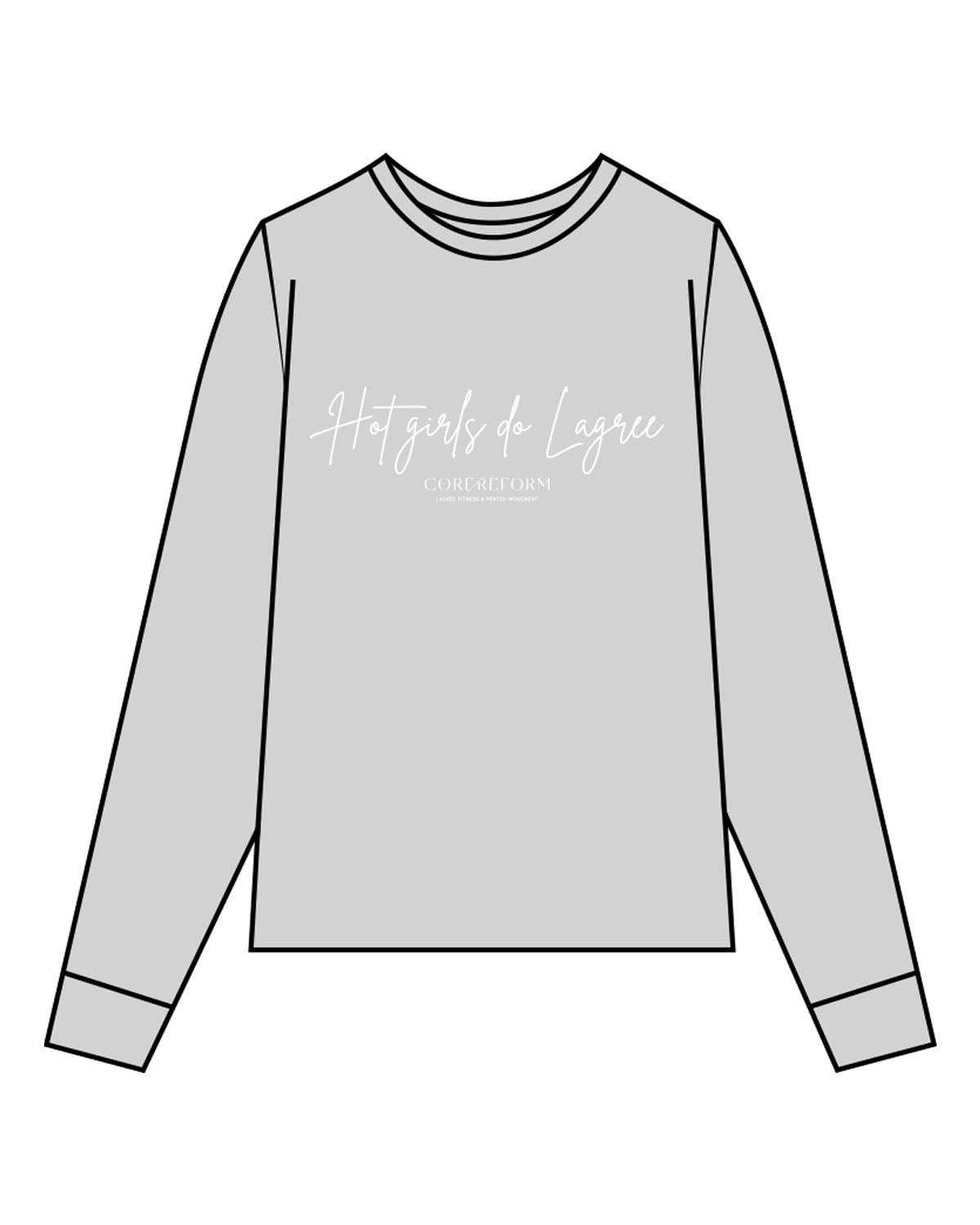 The Mens Long Sleeve - Heather - Core Reform - Center Chest Stacked & Back Left Corner - Printed - White