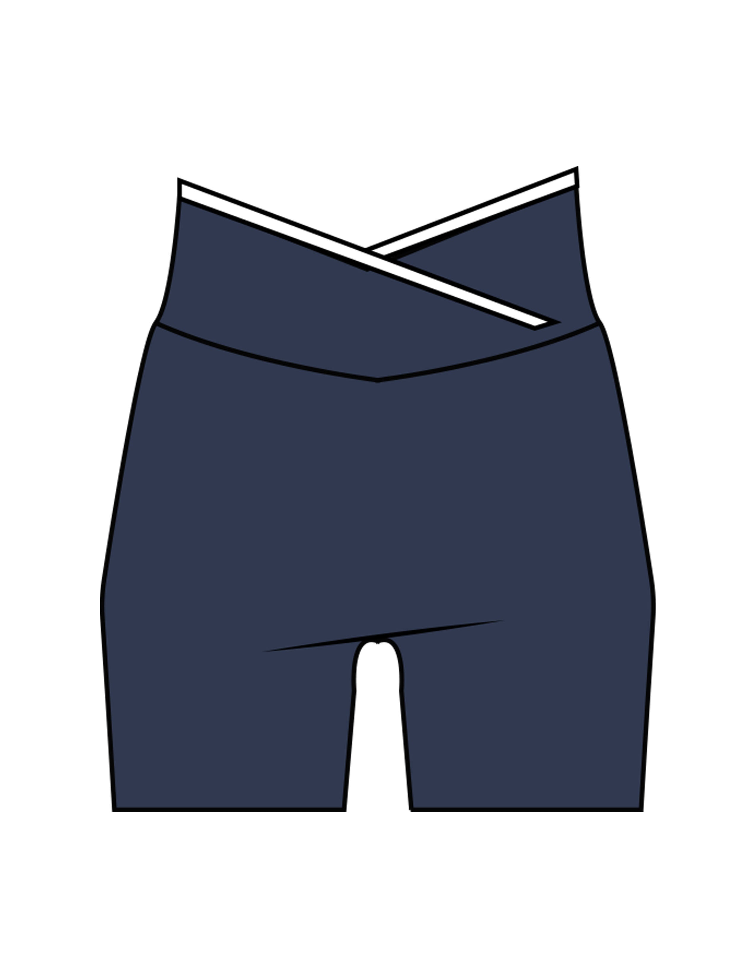 The Piped Crossover Short - Navy - The Whole You Wellness - Back Waistline - Printed - Full Color