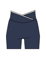 The Piped Crossover Short - Navy - The Whole You Wellness - Back Waistline - Printed - Full Color