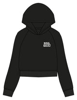 The Womens Crop Hoodie - Black - SOUL YOGA - Left Chest Stacked - Printed - White