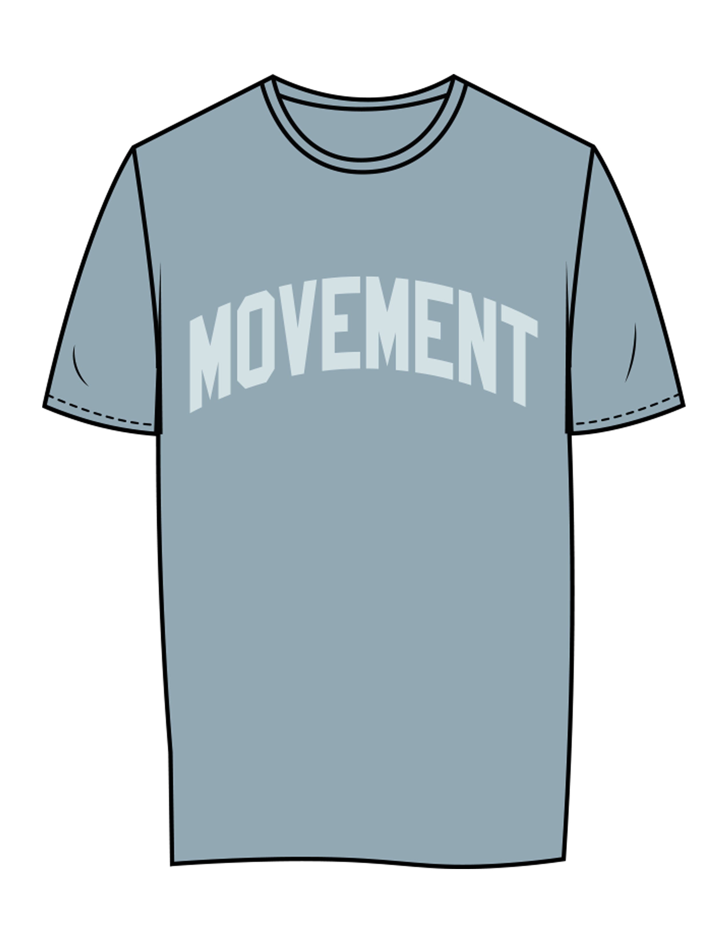 The Womens Tee - Mineral - Movement With Chels - Center Chest Arc - Printed - Light Blue
